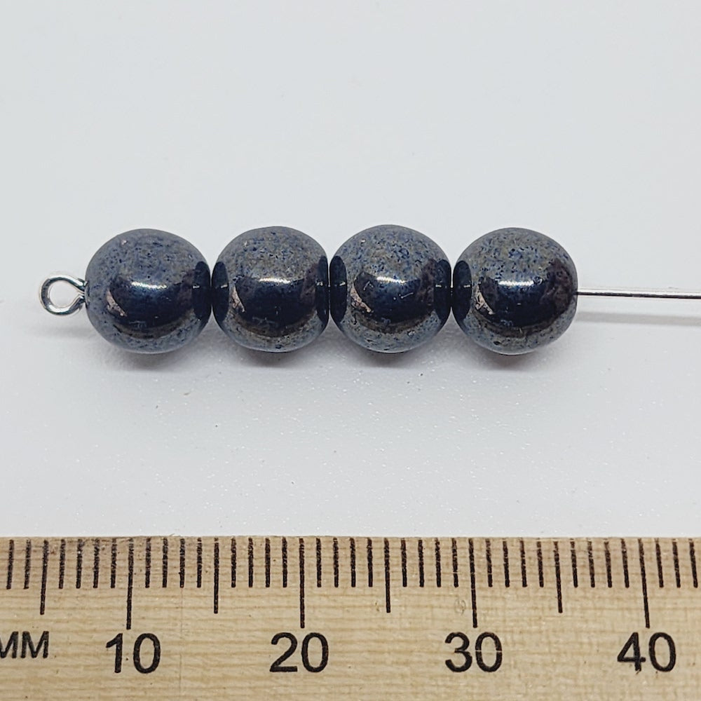 8mm Round (10) - Grey Lustre - Vintage Czech Glass Beads