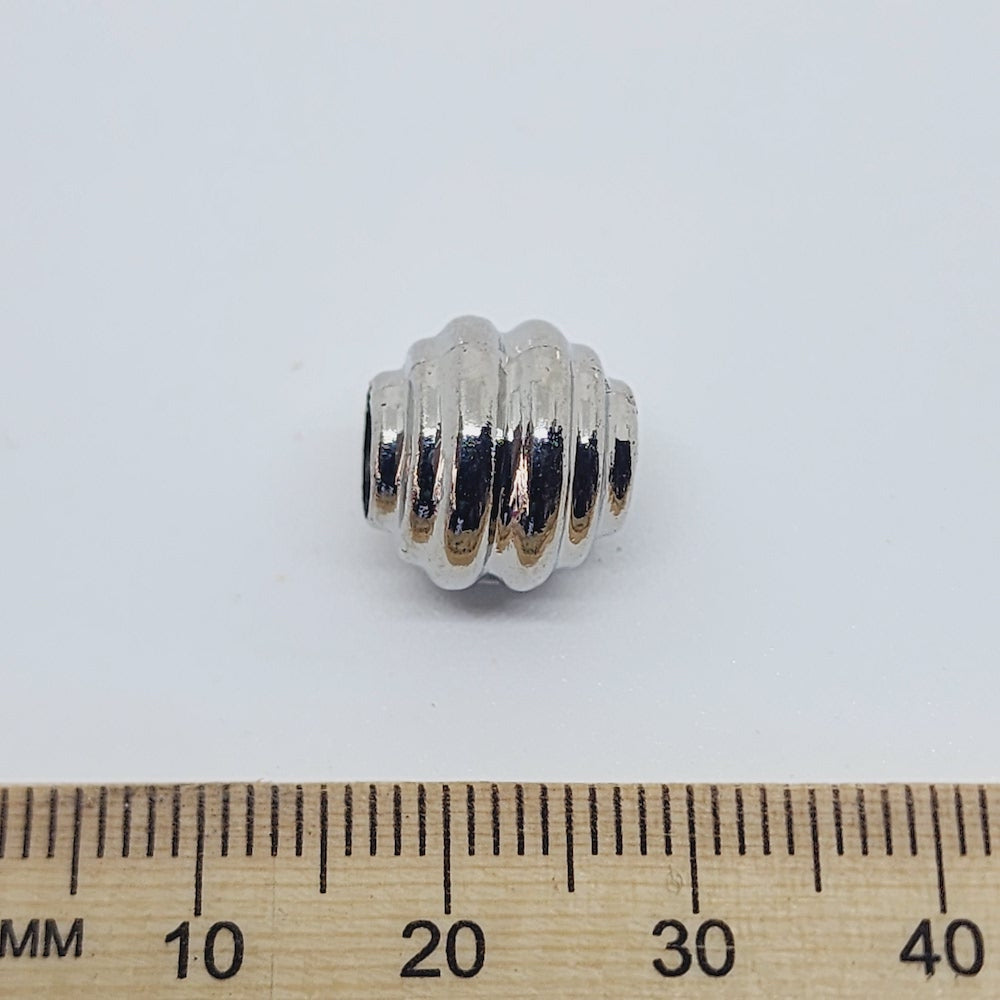 12mm Round (10) - Silver - Vintage Metalised Beads