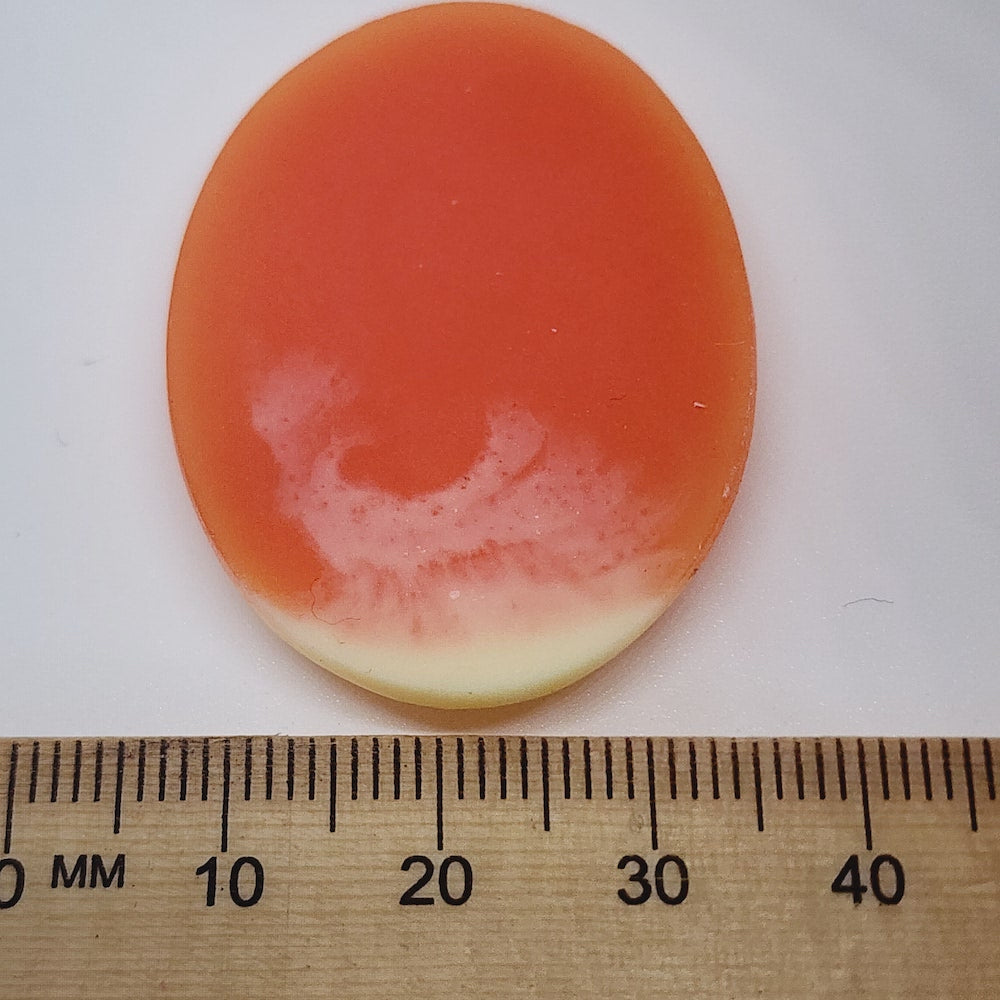 40x30mm Oval (1) - Facing Right - Dark Peach & Ivory - Vintage Cameo