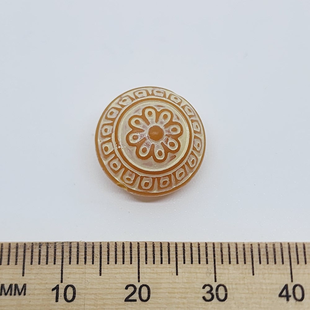 15x10mm Disc (10) - Orange w. White - Vintage Baroque Lucite Beads