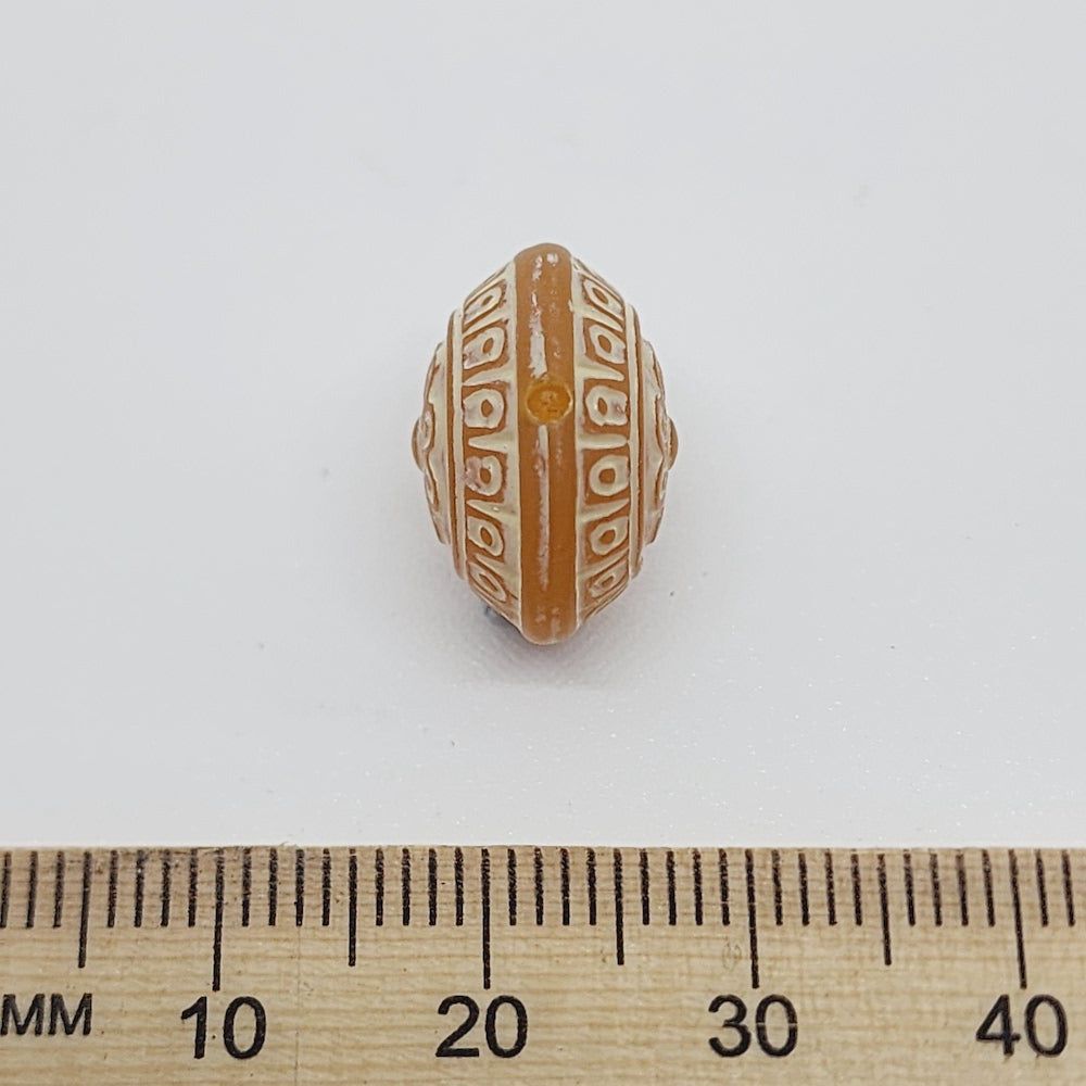 15x10mm Disc (10) - Orange w. White - Vintage Baroque Lucite Beads