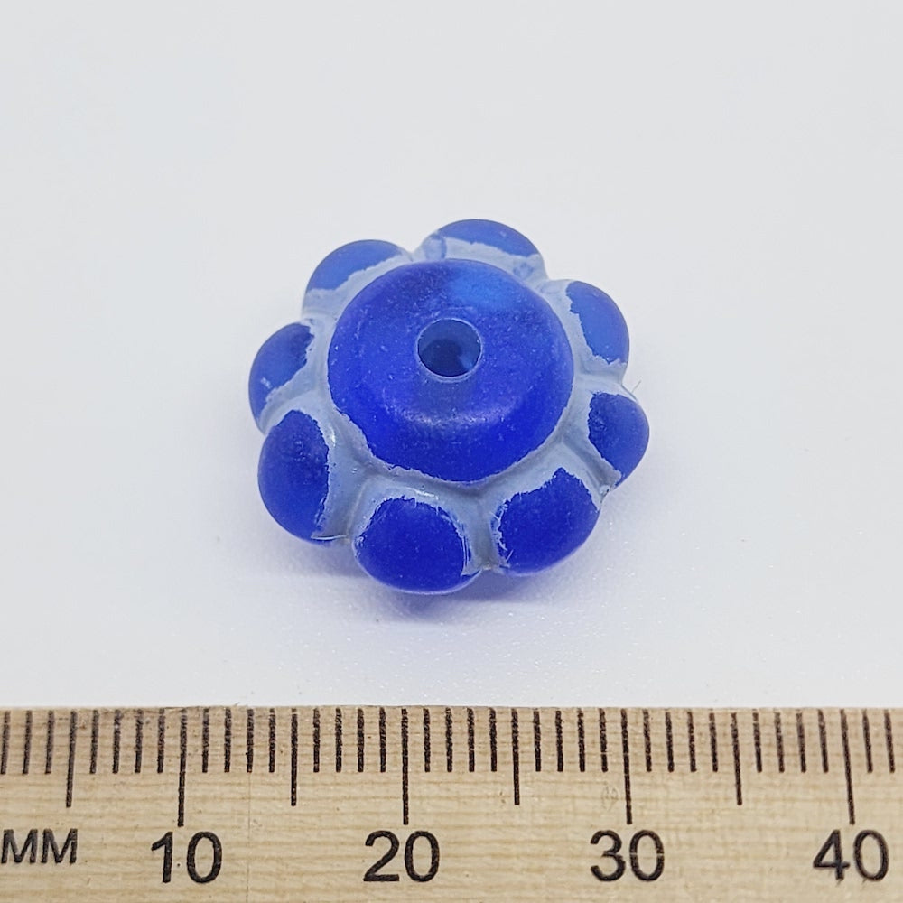 12x20mm Wheel (10) - Blue w. White - Vintage Baroque Lucite Beads