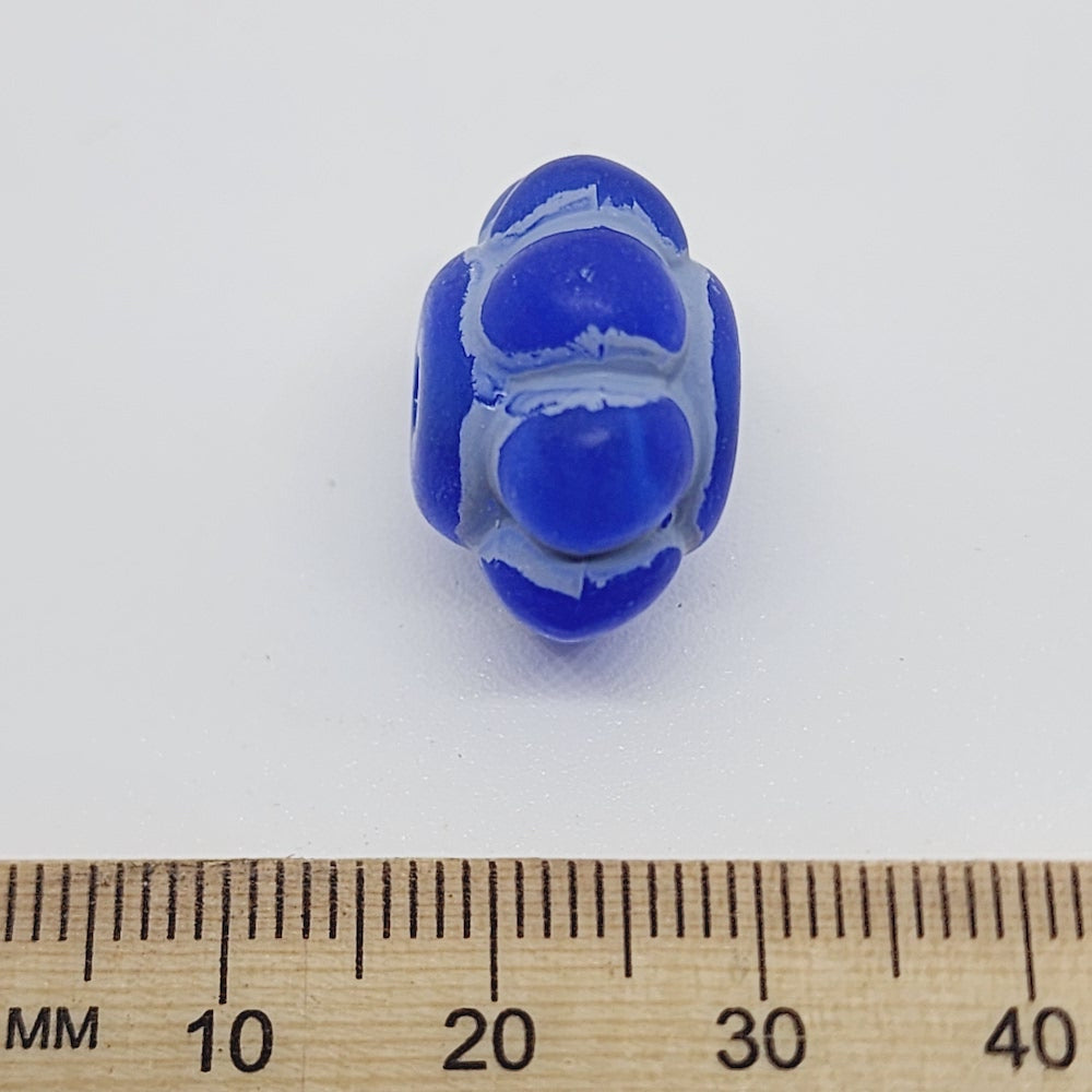 12x20mm Wheel (10) - Blue w. White - Vintage Baroque Lucite Beads