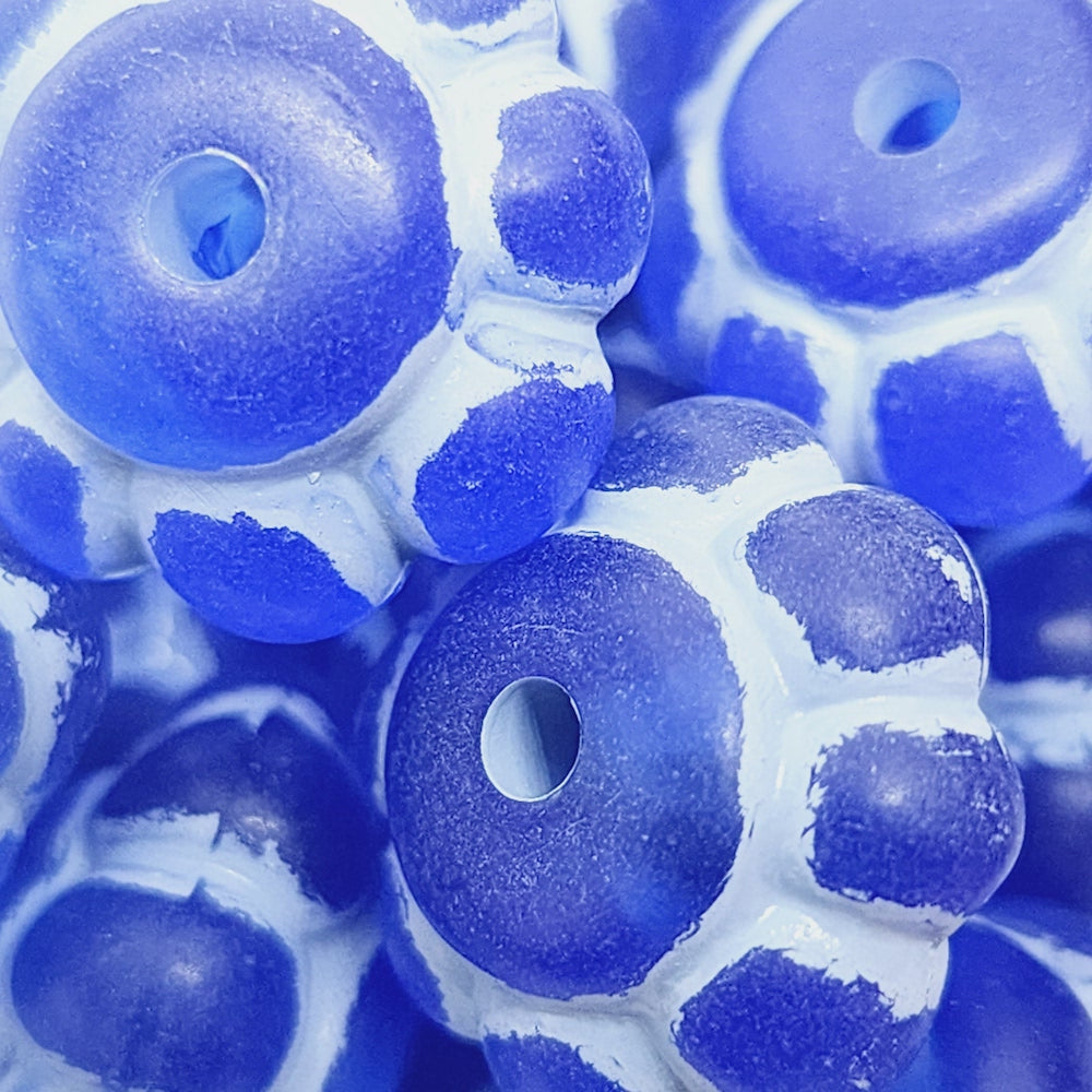 12x20mm Wheel (10) - Blue w. White - Vintage Baroque Lucite Beads