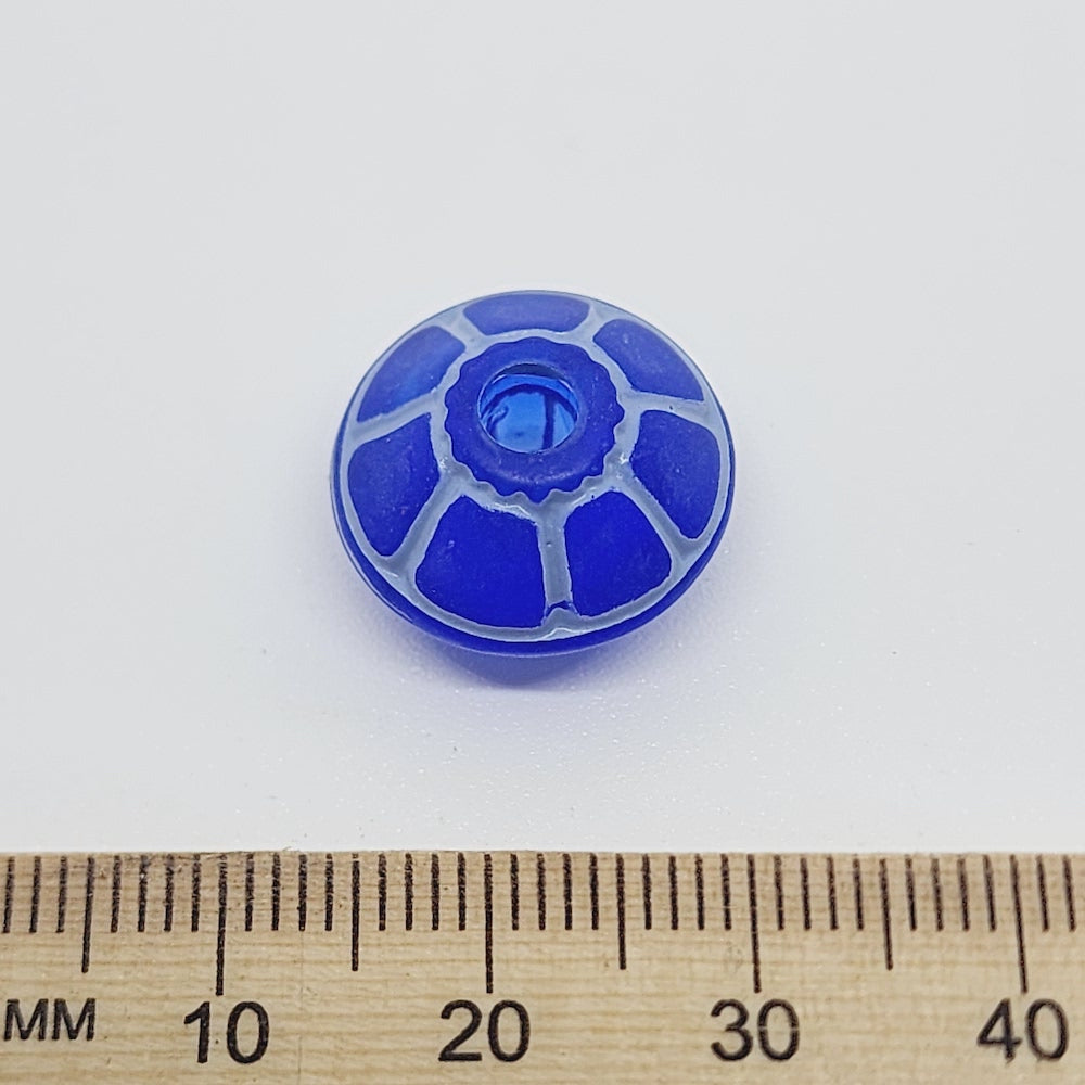 10x16mm Rondelle (10) - Blue w. White - Vintage Baroque Lucite Beads