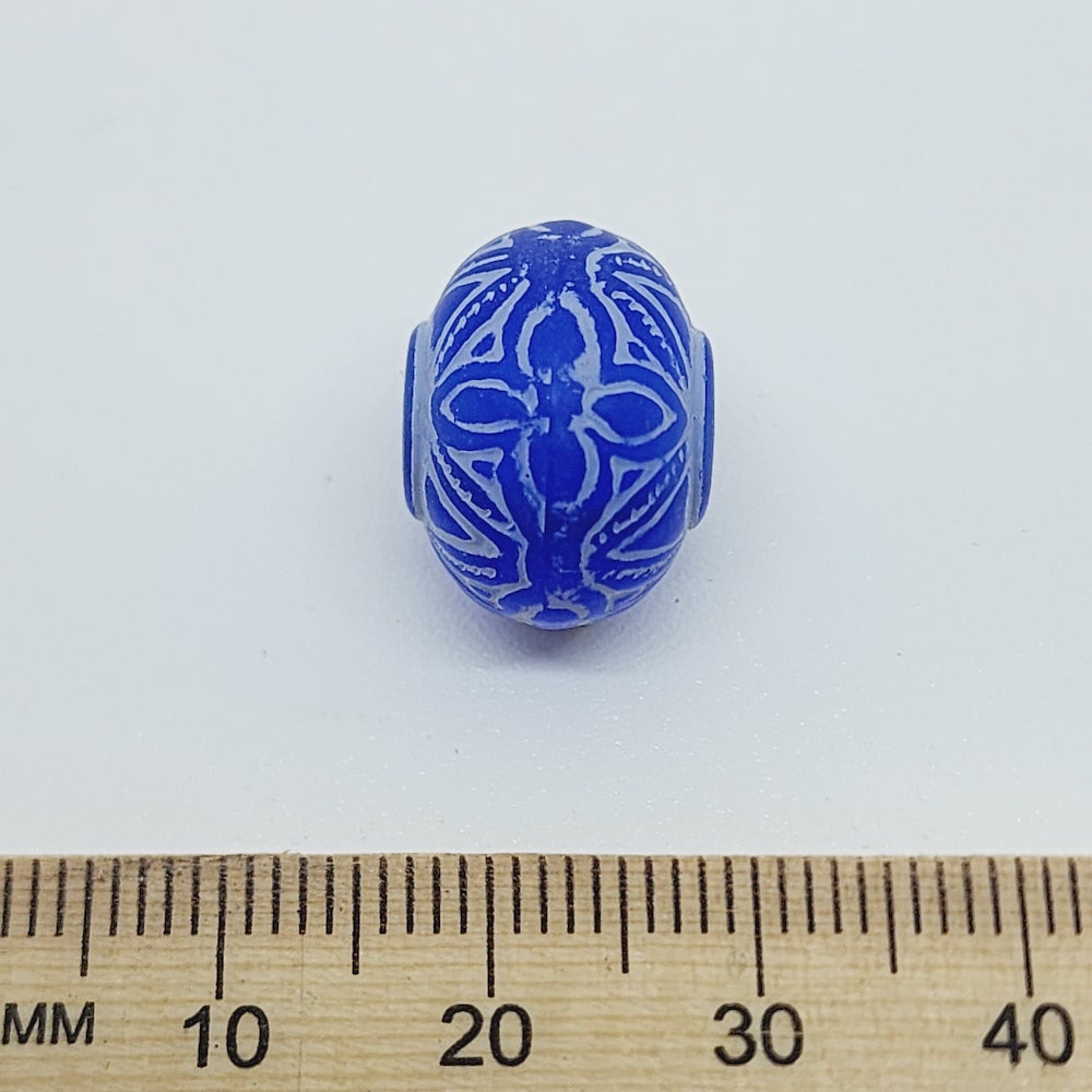 12x16mm Rondelle (10) - Blue w. White - Vintage Baroque Lucite Beads