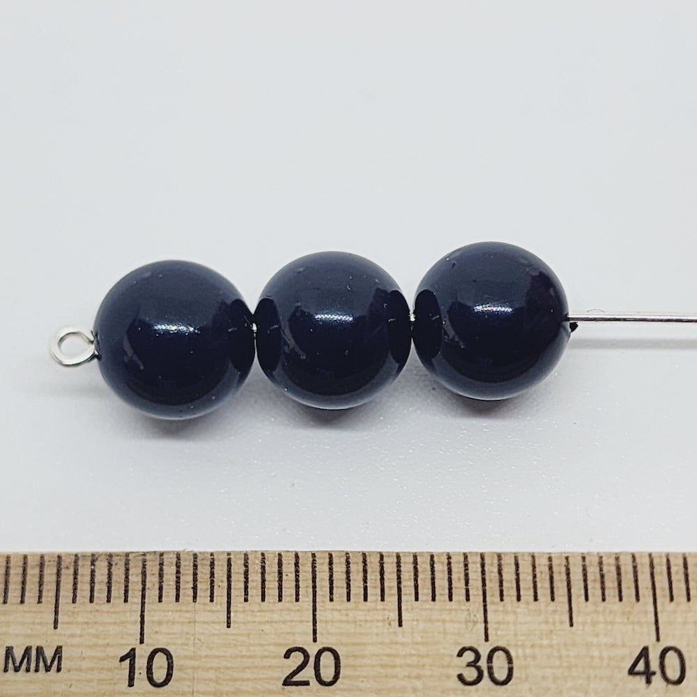 10mm Round Vintage Lucite Beads (50) - Black