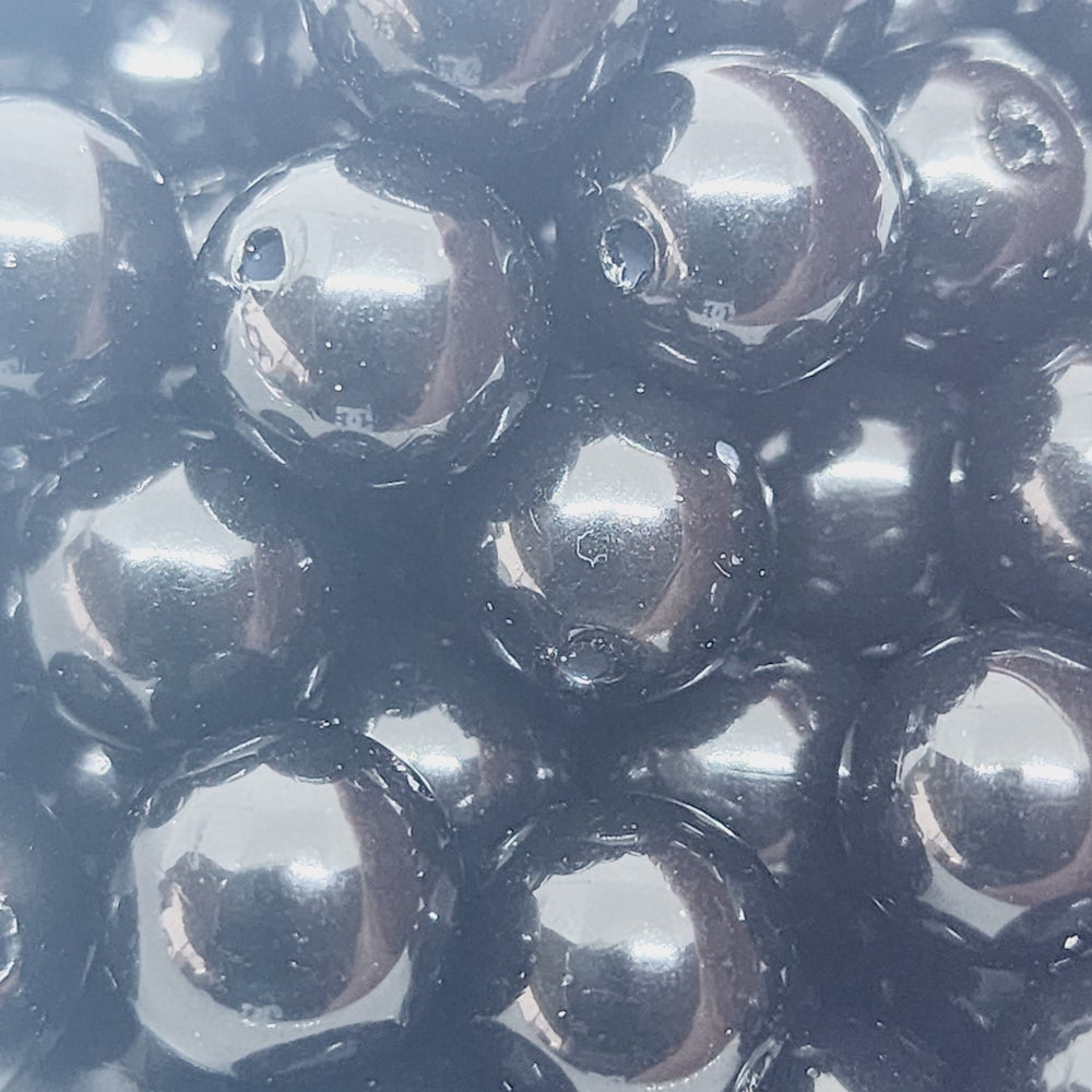 10mm Round Vintage Lucite Beads (50) - Black