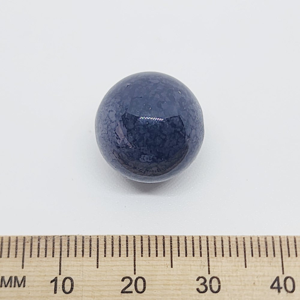 16mm Round (10) - Black Bubble Glaze over Grey - Vintage Lucite Beads