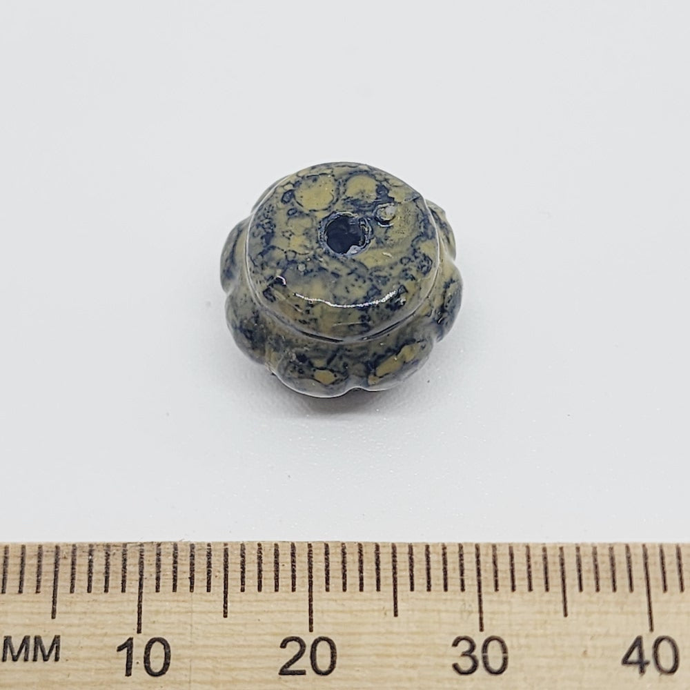 13x15mm Fluted Drum (25) - Khaki - Pottery Look Lucite Beads - Glossy