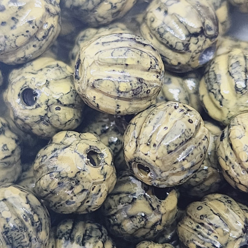 18x15mm Nut (50) - Khaki - Pottery Look Lucite Beads - Glossy