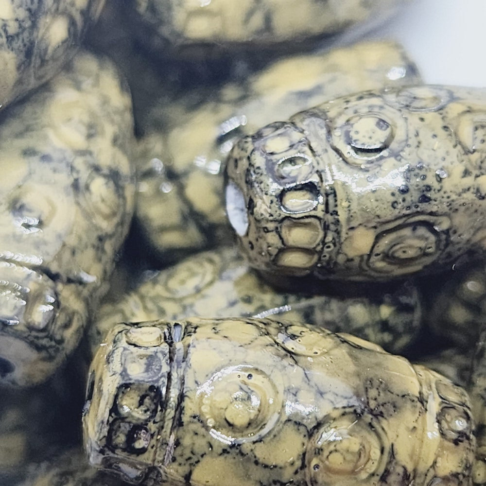 22x12mm Barrel (25) - Khaki - Pottery Look Lucite Beads - Glossy