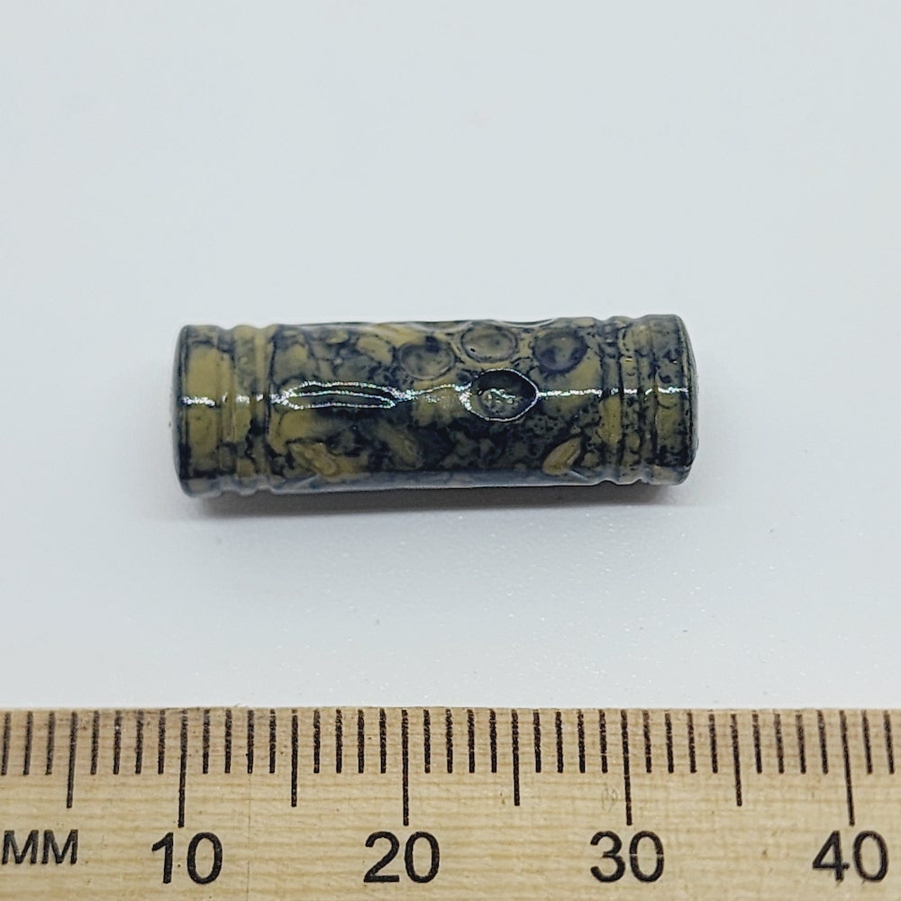 25x8mm Tube (50) - Khaki - Pottery Look Lucite Beads - Glossy