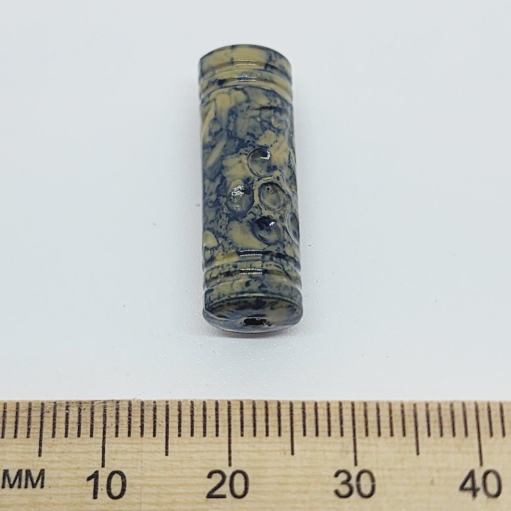 25x8mm Tube (50) - Khaki - Pottery Look Lucite Beads - Glossy