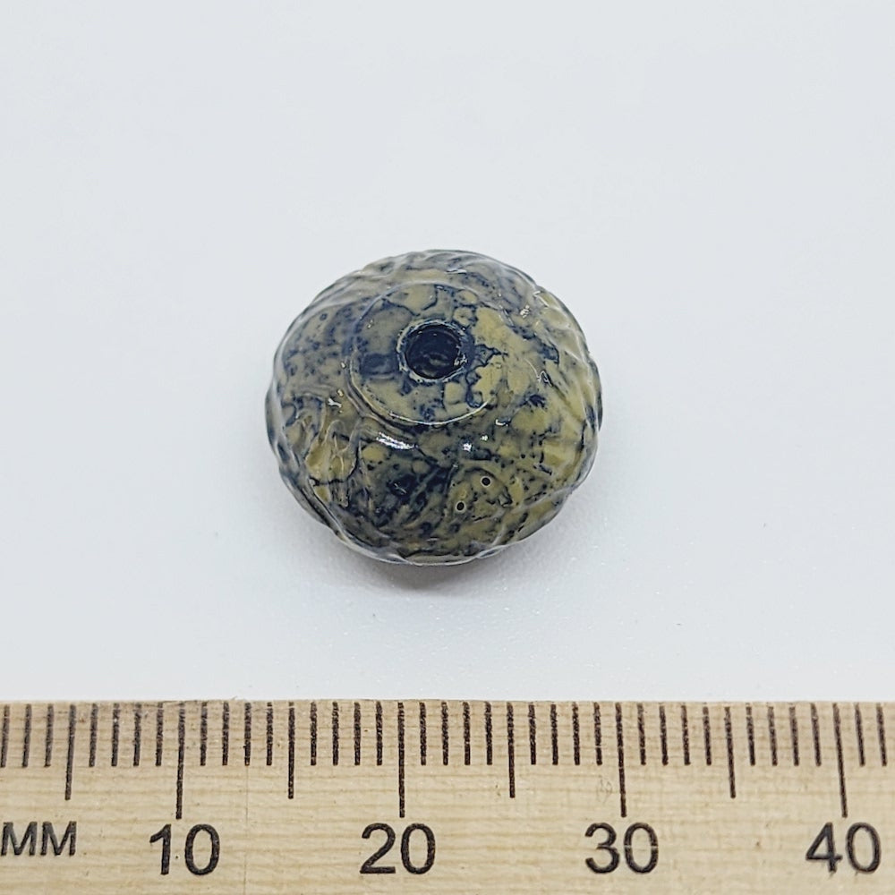 12x16mm Rondelle (25) - Khaki - Pottery Look Lucite Beads - Glossy