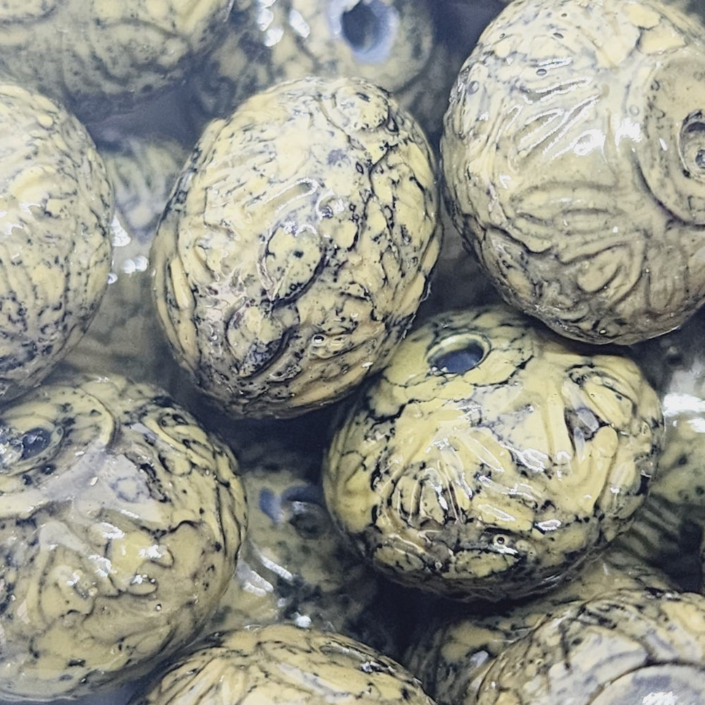 12x16mm Rondelle (25) - Khaki - Pottery Look Lucite Beads - Glossy