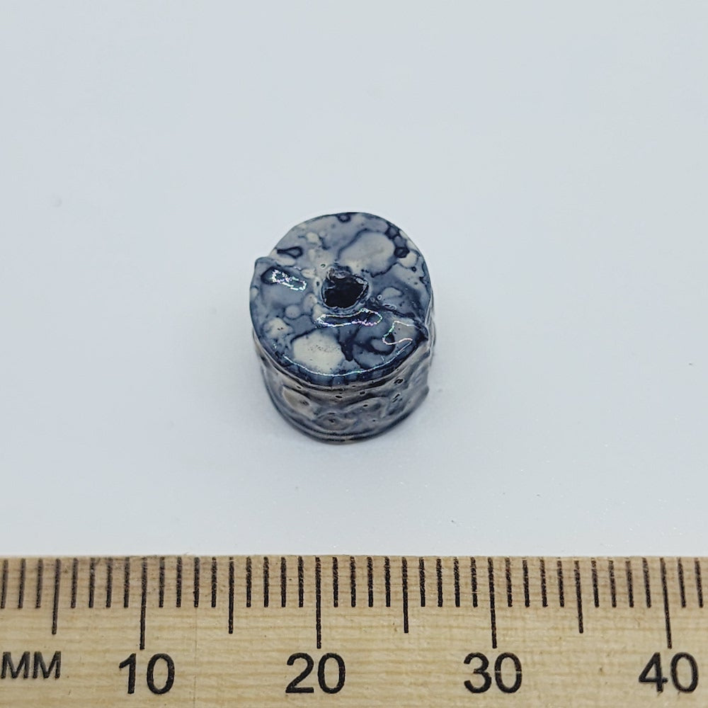 11x11mm Tube (25) - White/Grey - Pottery Look Lucite Beads - Glossy