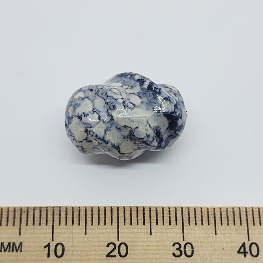 20x14mm Spiral (25) - White/Grey - Pottery Look Lucite Beads - Glossy