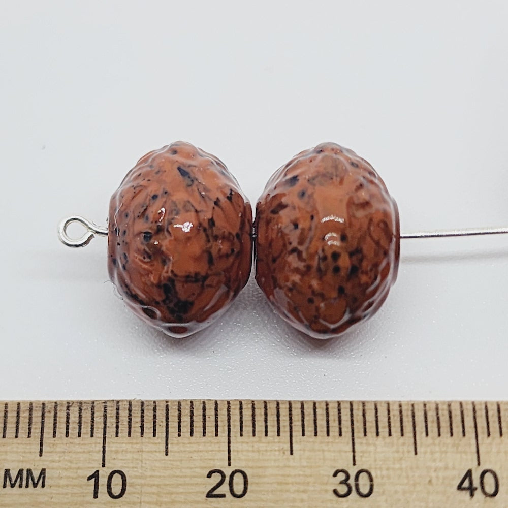 12x16mm Rondelle (25) - Medium Brown - Pottery Look Lucite Beads - Glossy