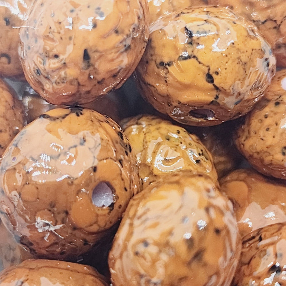 12x16mm Rondelle (25) - Medium Brown - Pottery Look Lucite Beads - Glossy