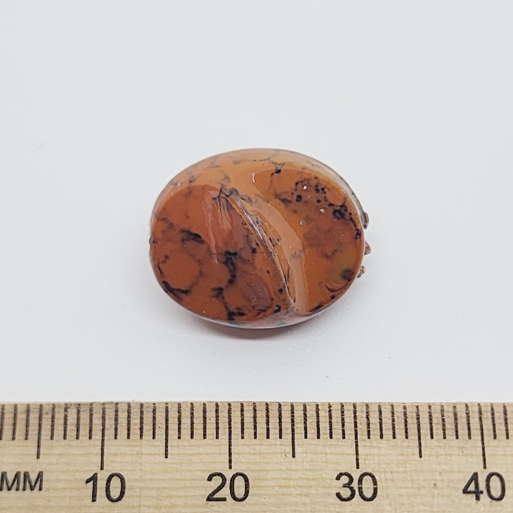 18x15mm Pinched Oval (25) - Medium Brown - Pottery Look Lucite Beads - Glossy