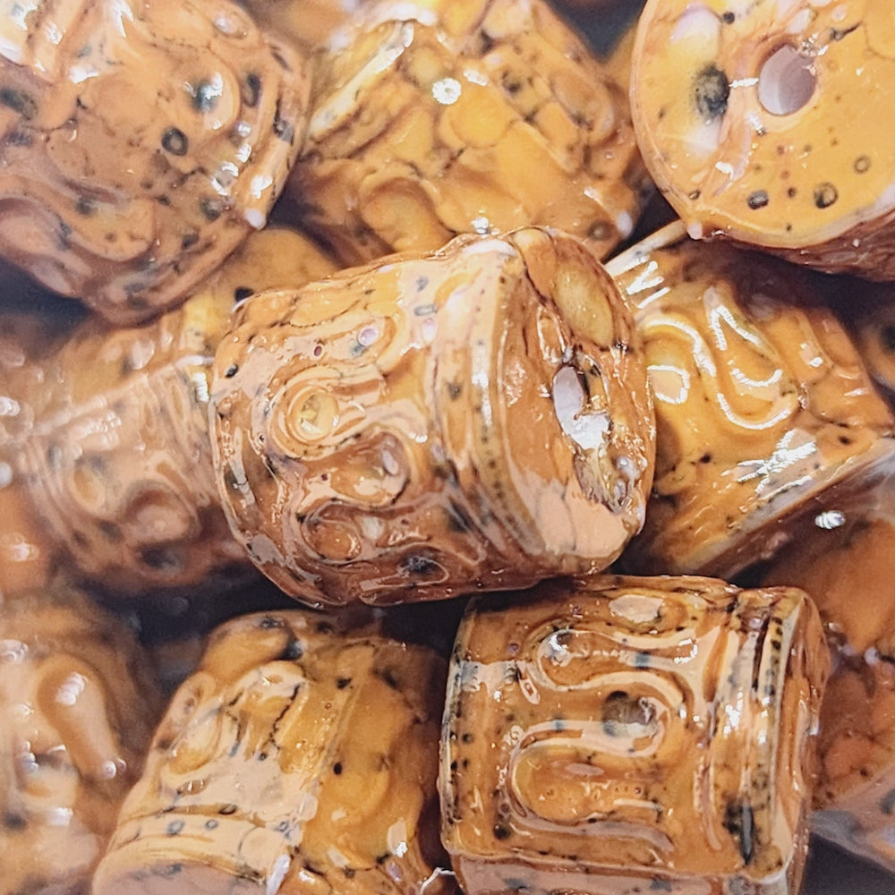 11x11mm Tube (25) - Medium Brown - Pottery Look Lucite Beads - Glossy