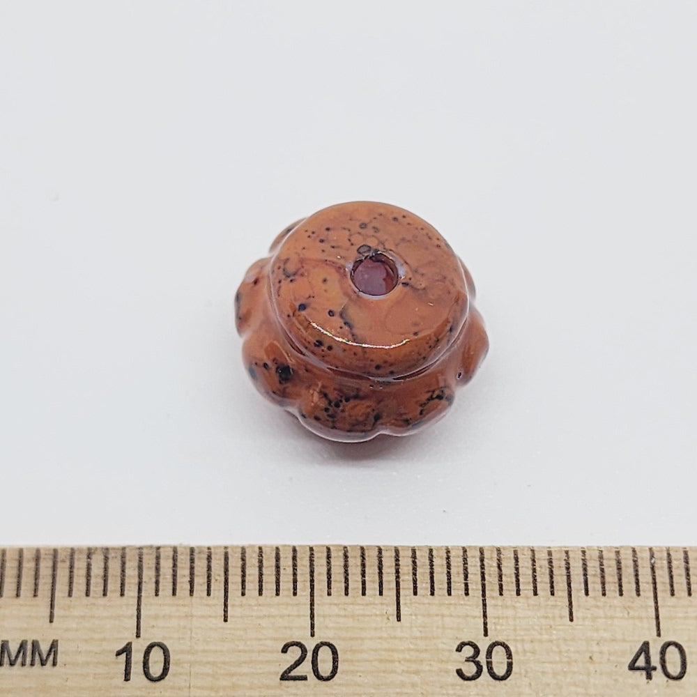 13x15mm Fluted Drum (25) - Medium Brown - Pottery Look Lucite Beads - Glossy