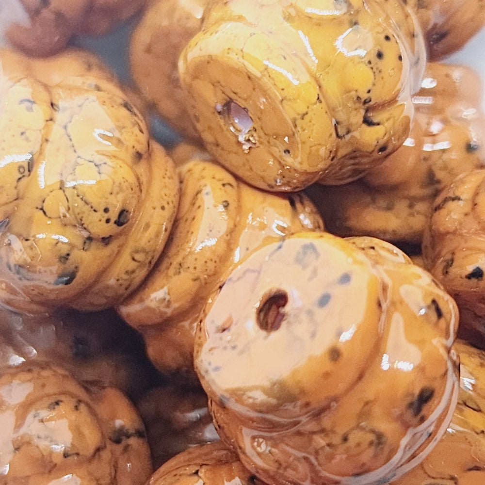 13x15mm Fluted Drum (25) - Medium Brown - Pottery Look Lucite Beads - Glossy