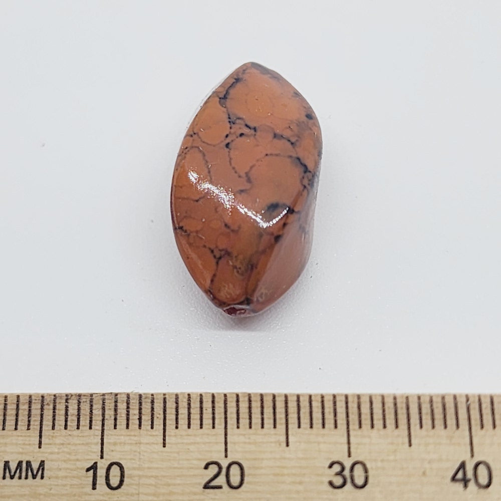 23x16mm Twisted Oval (25) - Medium Brown - Pottery Look Lucite Beads - Glossy