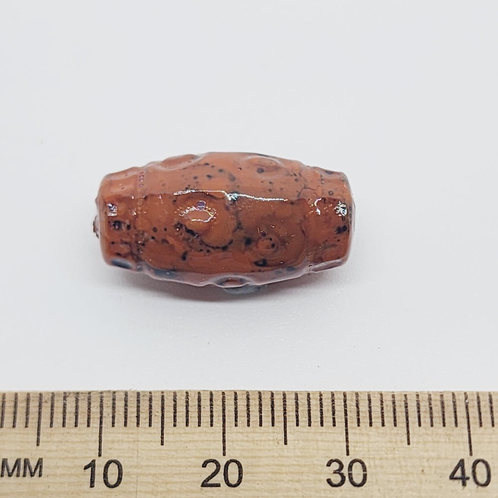 22x12mm Barrel (25) - Medium Brown - Pottery Look Lucite Beads - Glossy