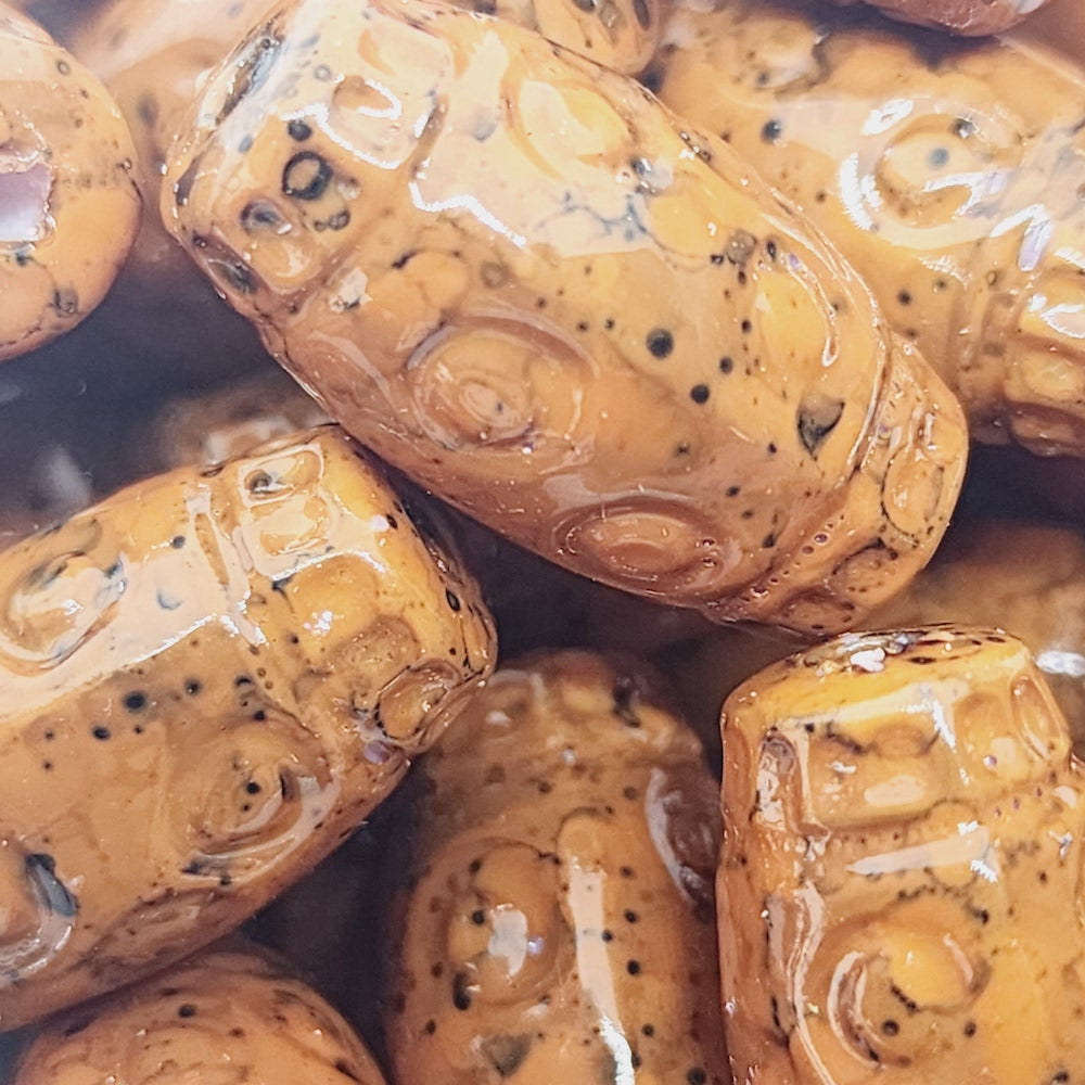 22x12mm Barrel (25) - Medium Brown - Pottery Look Lucite Beads - Glossy