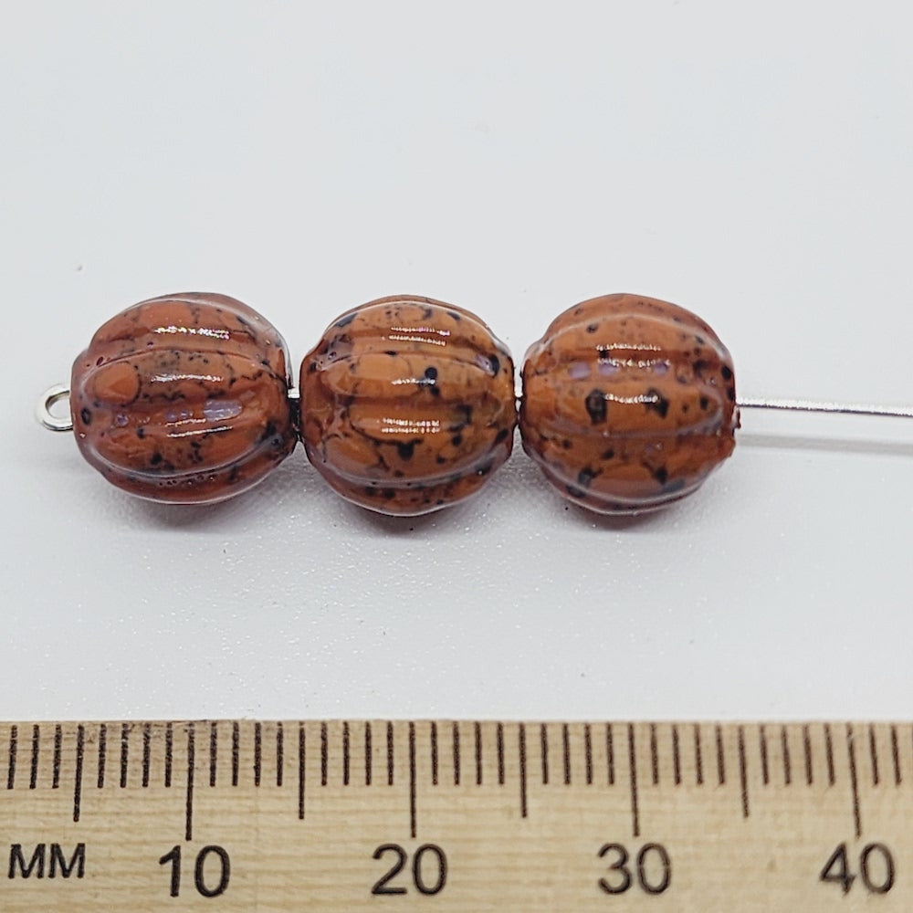 18x15mm Nut (50) - Medium Brown - Pottery Look Lucite Beads - Glossy