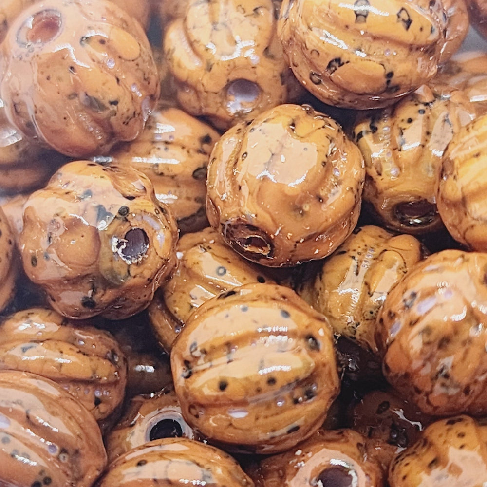 18x15mm Nut (50) - Medium Brown - Pottery Look Lucite Beads - Glossy