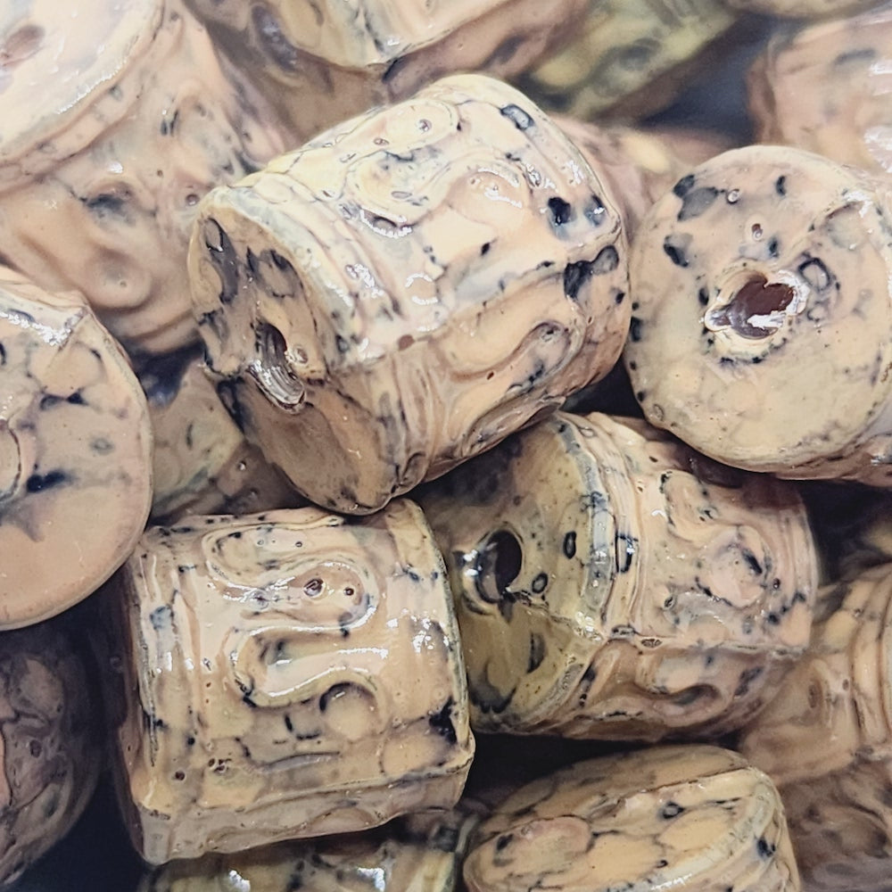 11x11mm Tube (25) - Light Brown - Pottery Look Lucite Beads - Glossy