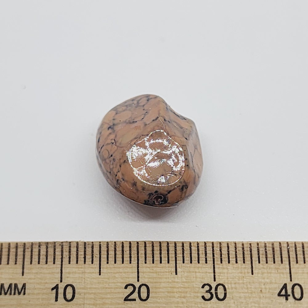 18x15mm Pinched Oval (25) - Light Brown - Pottery Look Lucite Beads - Glossy