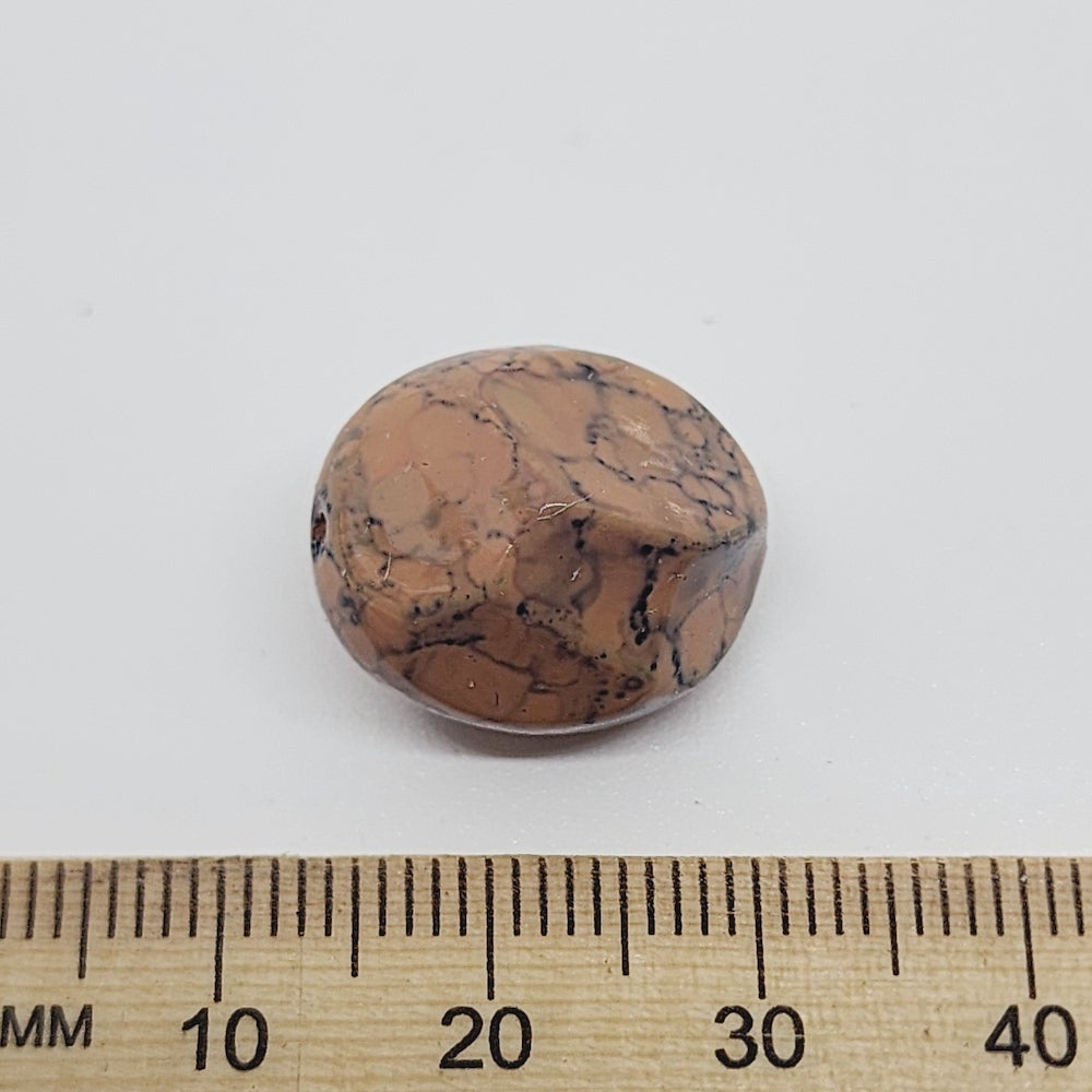 18x15mm Pinched Oval (25) - Light Brown - Pottery Look Lucite Beads - Glossy