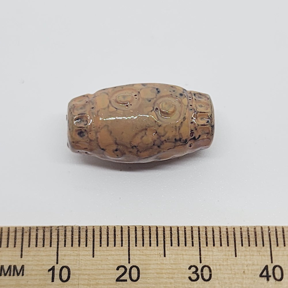 22x12mm Barrel (25) - Light Brown - Pottery Look Lucite Beads - Glossy