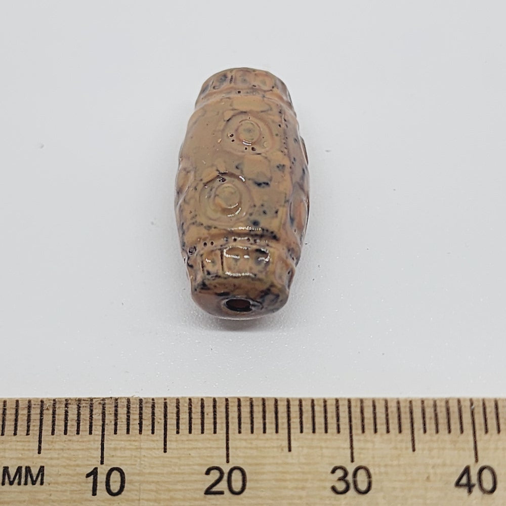 22x12mm Barrel (25) - Light Brown - Pottery Look Lucite Beads - Glossy