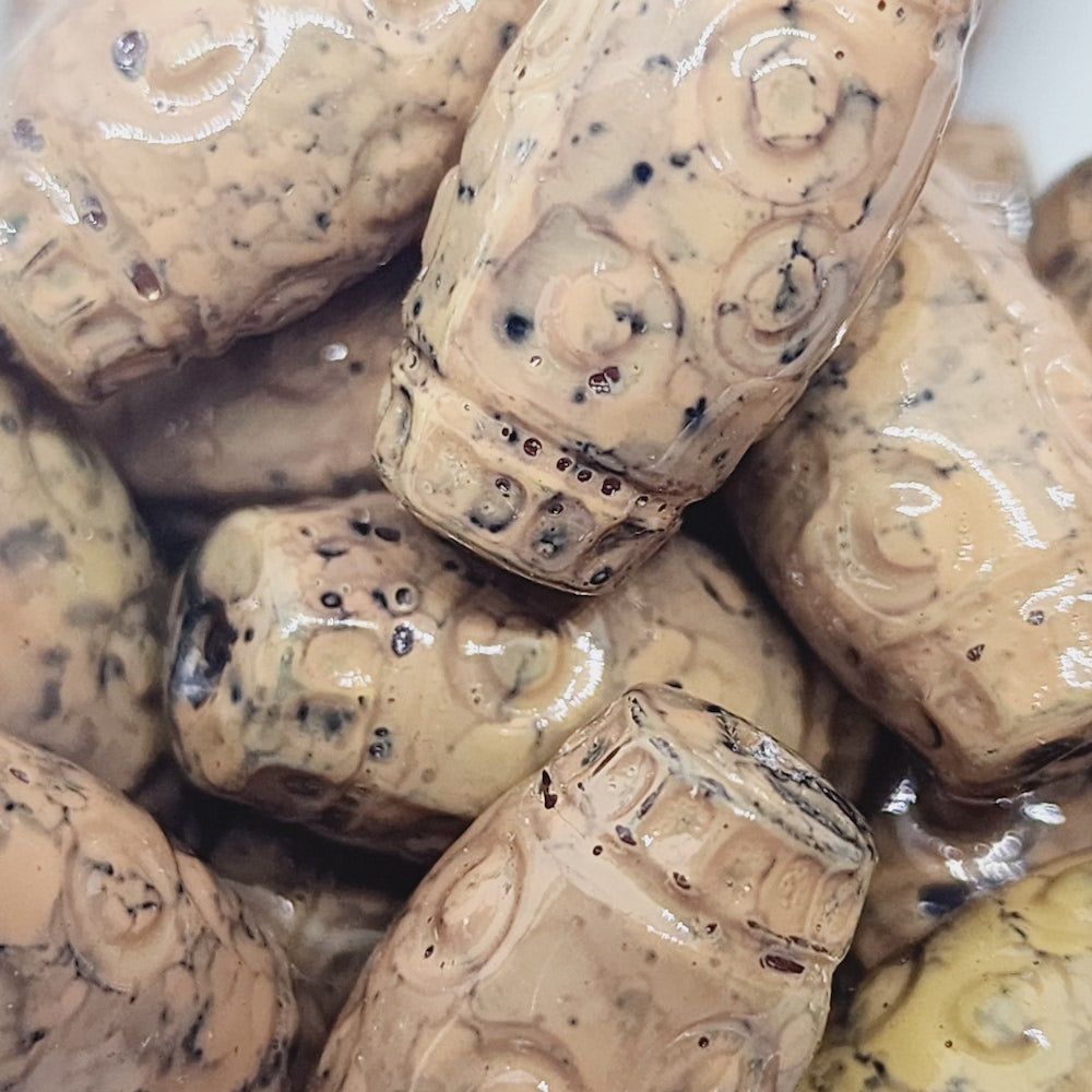 22x12mm Barrel (25) - Light Brown - Pottery Look Lucite Beads - Glossy