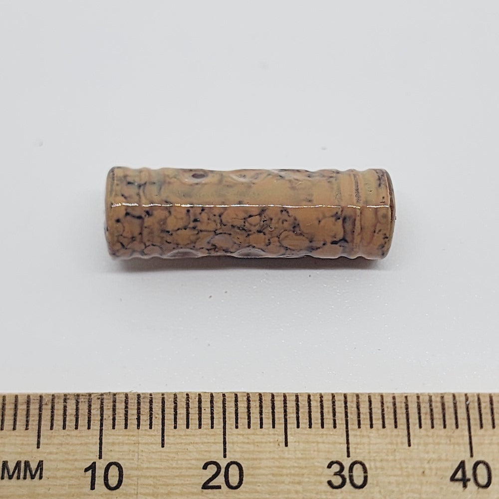 25x8mm Tube (50) - Light Brown - Pottery Look Lucite Beads - Glossy