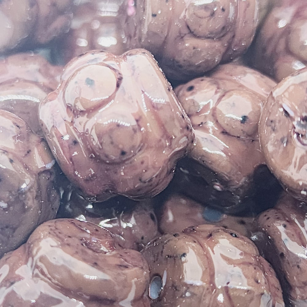 13x15mm Fluted Drum (25) - Dark Brown - Pottery Look Lucite Beads - Glossy