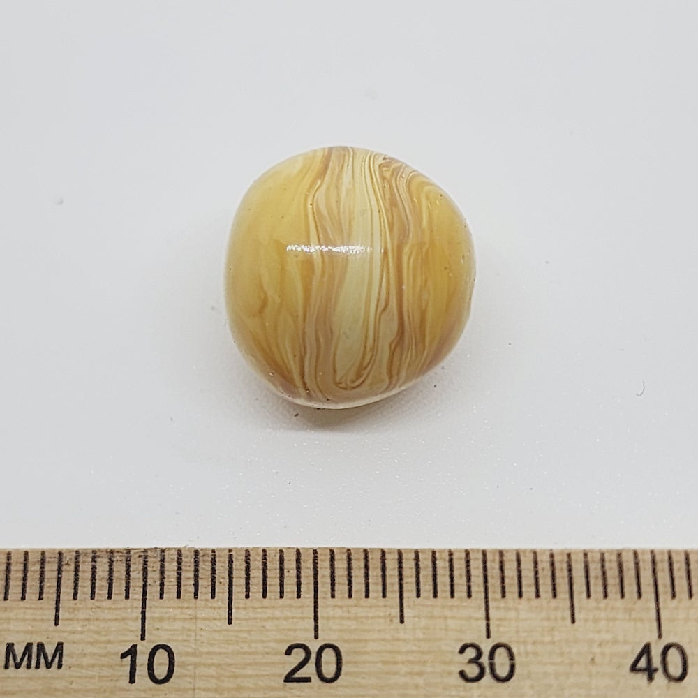 14mm Nut (10) - Cream - Vintage Wood Veneer Marbled Effect Beads