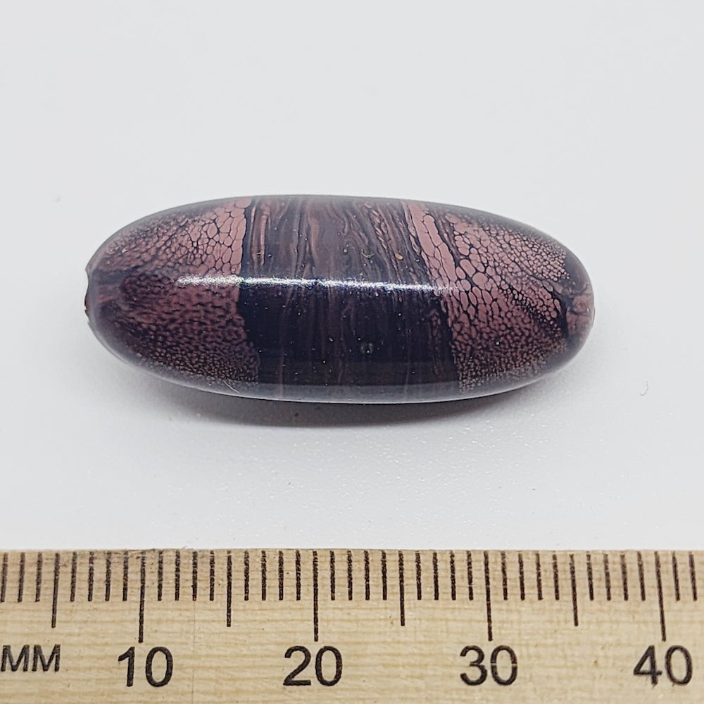 30x10mm Oval (10) - Dark Brown - Vintage Wood Veneer Marbled Effect Beads