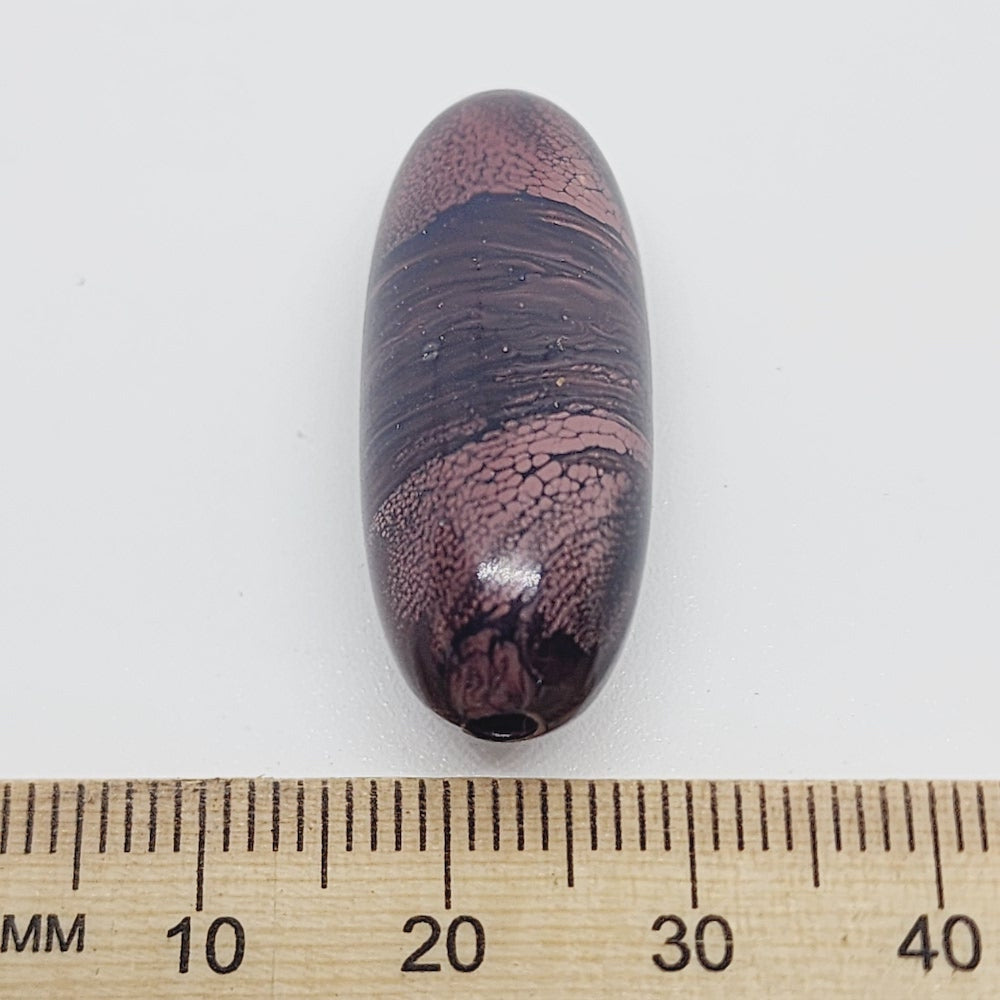 30x10mm Oval (10) - Dark Brown - Vintage Wood Veneer Marbled Effect Beads