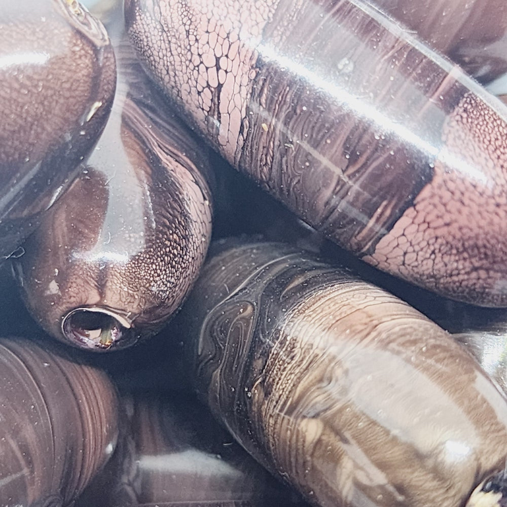 30x10mm Oval (10) - Dark Brown - Vintage Wood Veneer Marbled Effect Beads