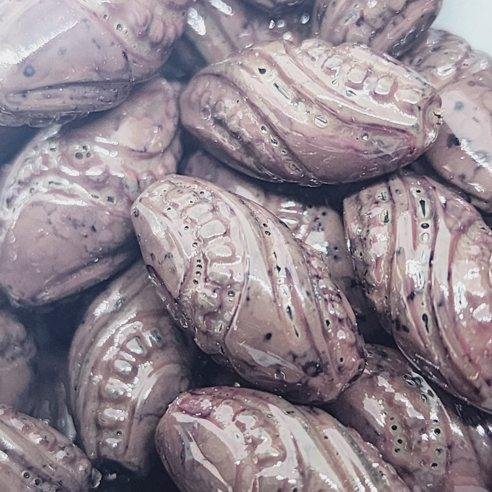 18x19mm Twist (25) - Dark Brown - Pottery Look Lucite Beads - Glossy