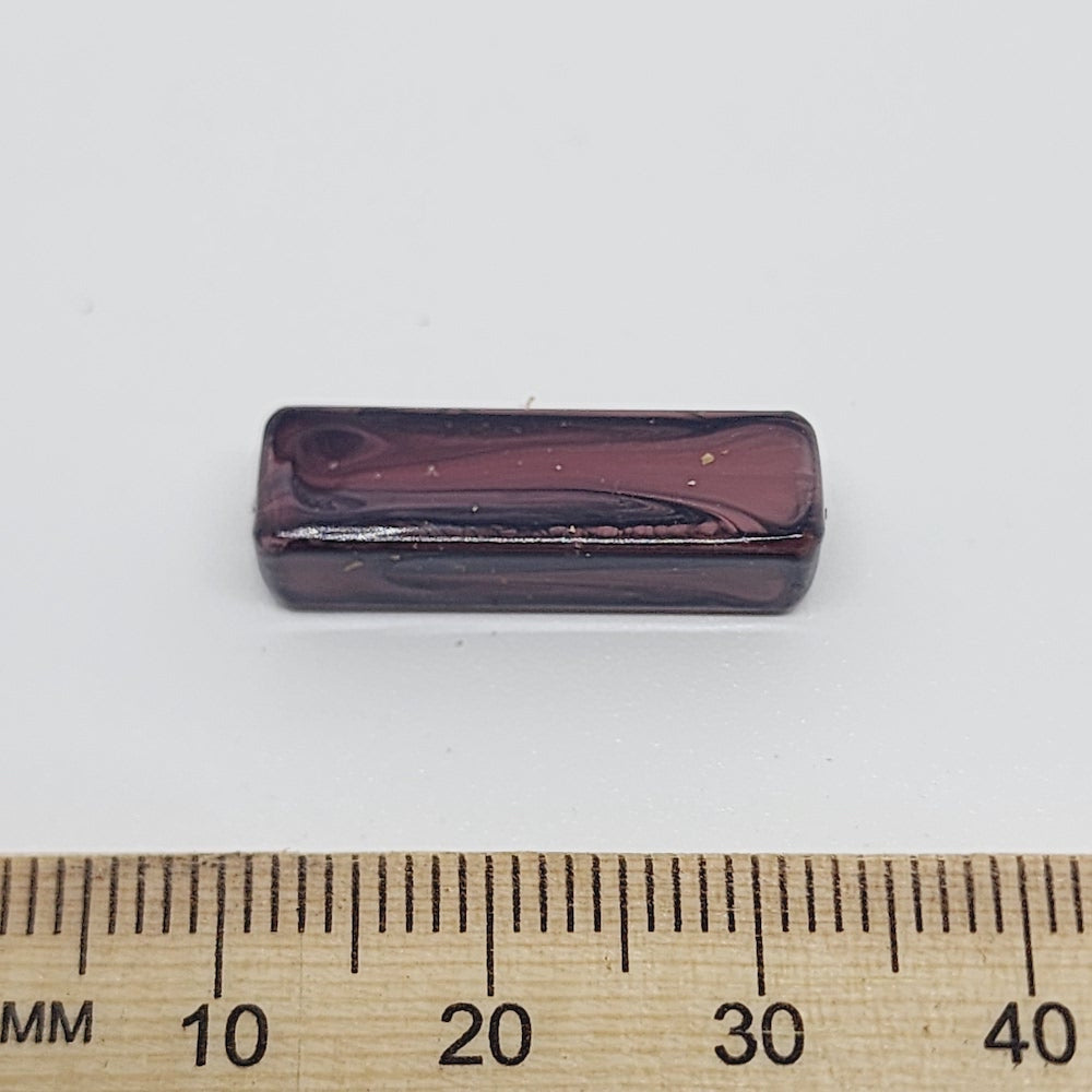 23x7mm Rectangular Tube (25) - Dark Brown - Vintage Wood Veneer Marbled Effect Beads