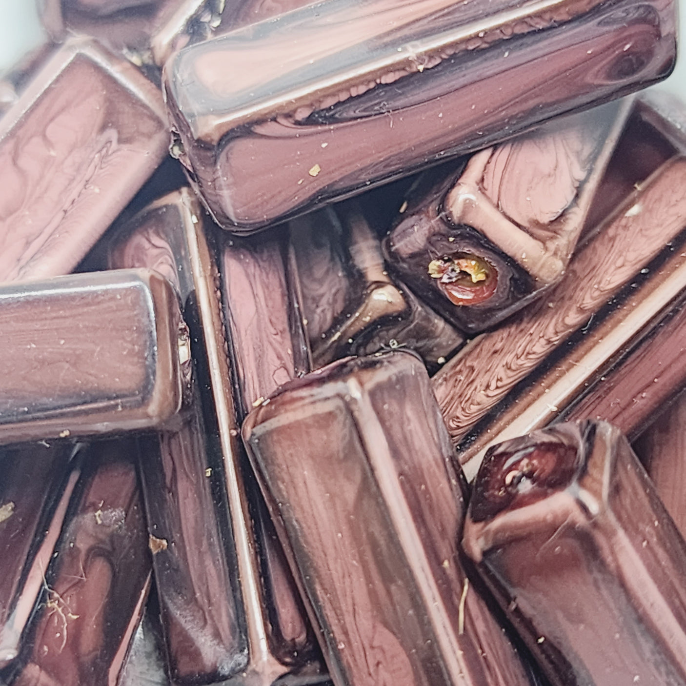 23x7mm Rectangular Tube (25) - Dark Brown - Vintage Wood Veneer Marbled Effect Beads