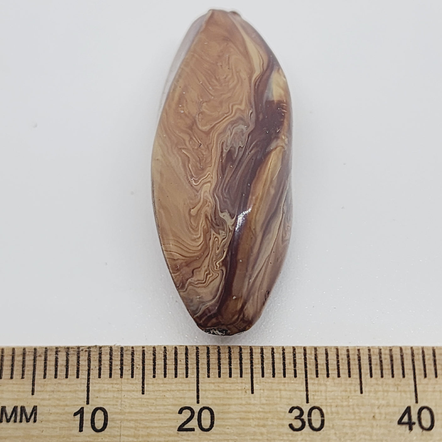 34x17mm Twist (10) - Medium Brown - Vintage Wood Veneer Marbled Effect Beads