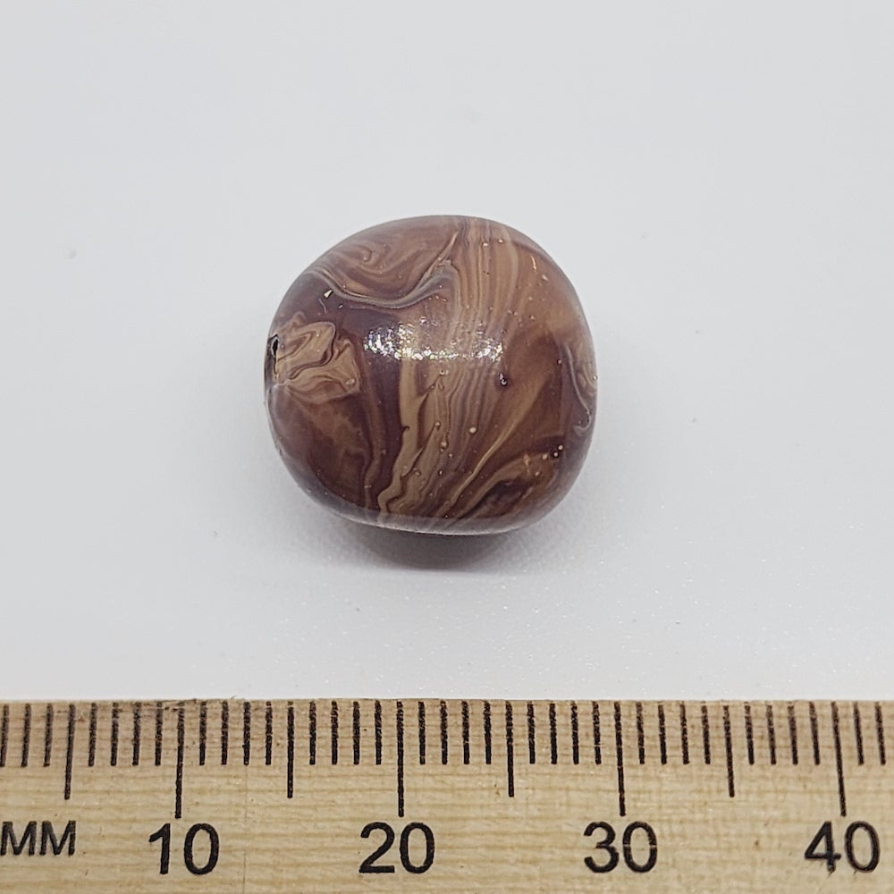 14mm Nut (10) - Medium Brown - Vintage Wood Veneer Marbled Effect Beads